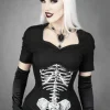Gotycki gorset czarny szkielet, horror „SKELETON UNDERBUST”-Restyle Online
