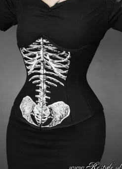 Gotycki gorset czarny szkielet, horror „SKELETON UNDERBUST”-Restyle Online