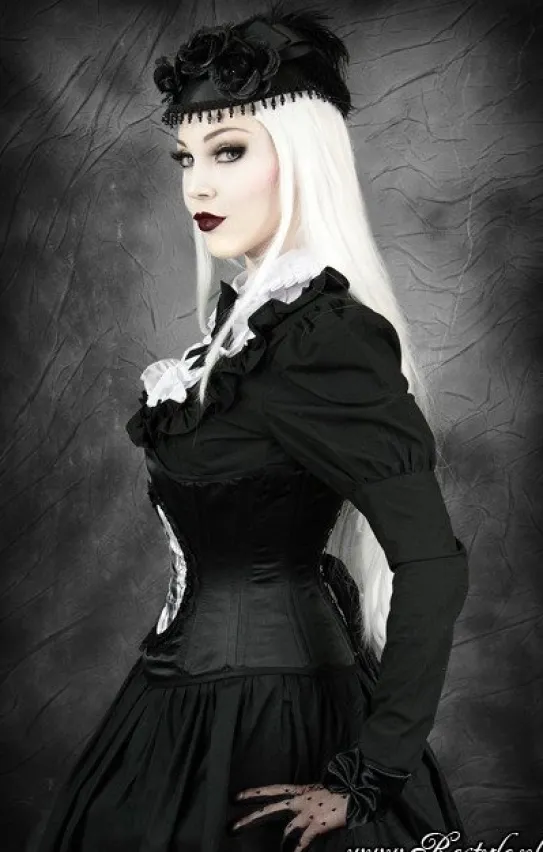 Gotycki gorset z krukiem, czarny underbust „DARK RAVEN”-Restyle New