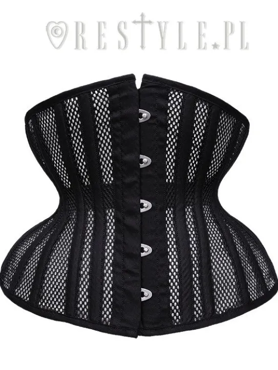 Gotycki gorset z siatki mocno modelujący "CU2 Black Mesh Underbust”-Restyle Outlet
