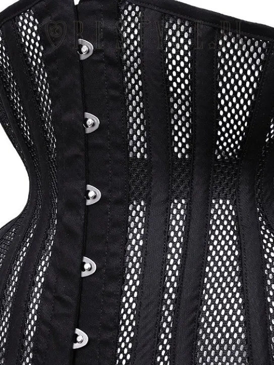 Gotycki gorset z siatki mocno modelujący "CU2 Black Mesh Underbust”-Restyle Outlet