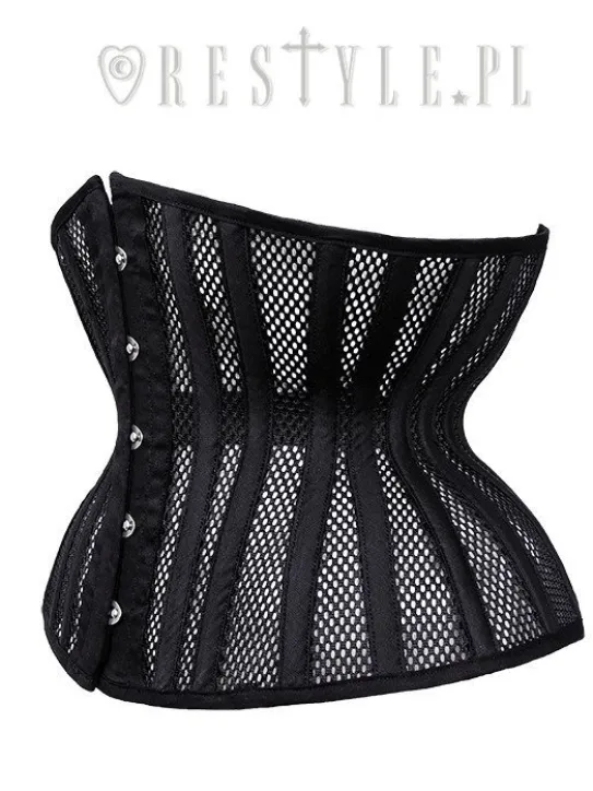 Gotycki gorset z siatki mocno modelujący "CU2 Black Mesh Underbust”-Restyle Outlet