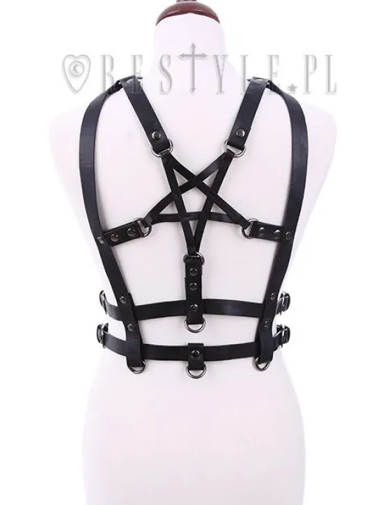 Gotycki Pasek na talię, uprząż , Czarny "PENTAGRAM HARNESS BELT"-Restyle Fashion