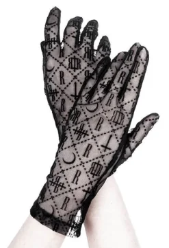 Gotyckie czarne rękawiczki Luxurious Goth Monogram-Restyle Fashion