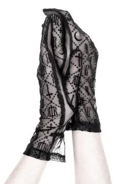 Gotyckie czarne rękawiczki Luxurious Goth Monogram-Restyle Fashion