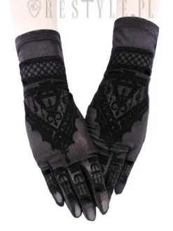 Gotyckie rękawiczki z siateczki z wzorem mehendi, księżyce