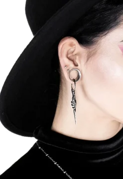 Gotyckie srebrne kolczyki koła z różdżką MAGIC WAND-Restyle Clearance