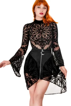 Grand Rose Floaty Skirt spódnica z siateczką i gotycką rozetą-Restyle Sale