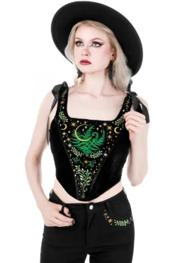 HERBAL CORSET Gorsetowa kamizelka z haftem roślinnym-Restyle Hot