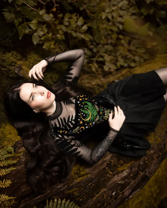 HERBAL CORSET Gorsetowa kamizelka z haftem roślinnym-Restyle Hot