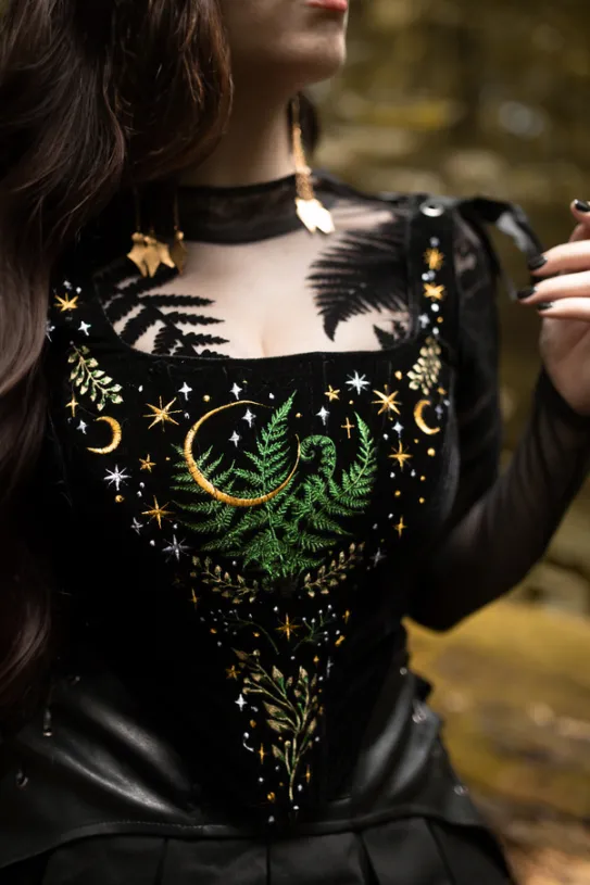 HERBAL CORSET Gorsetowa kamizelka z haftem roślinnym-Restyle Hot