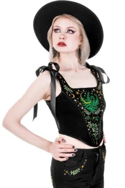 HERBAL CORSET Gorsetowa kamizelka z haftem roślinnym-Restyle Hot