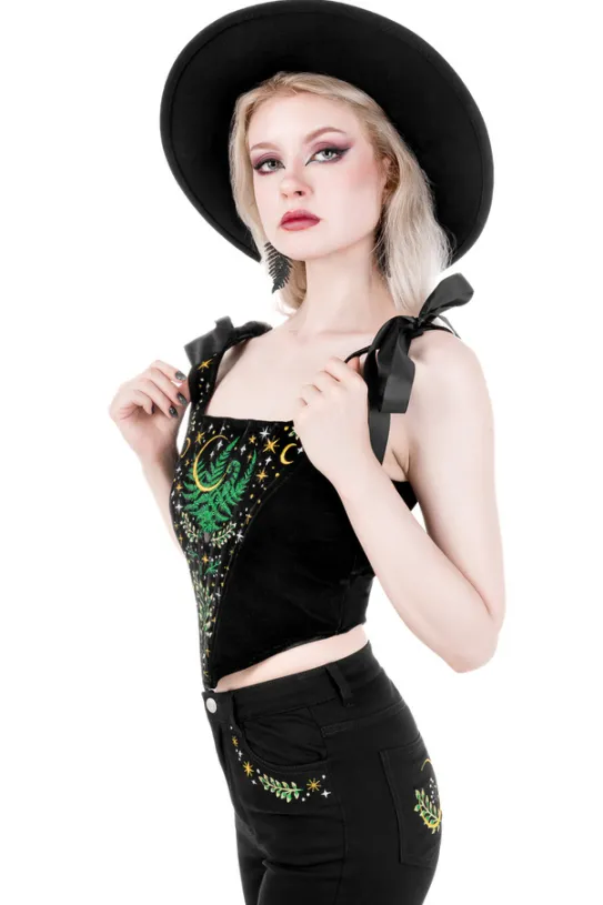HERBAL CORSET Gorsetowa kamizelka z haftem roślinnym-Restyle Hot