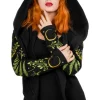 HERBAL HOODIE haft paproć i księżyc Długa, gotycka bluza z paprocią-Restyle Sale