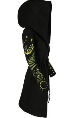 HERBAL HOODIE haft paproć i księżyc Długa, gotycka bluza z paprocią-Restyle Sale