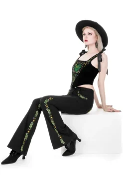 HERBAL JEANS haftowane dzwony z wysokim stanem-Restyle Online