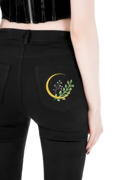 HERBAL JEANS haftowane dzwony z wysokim stanem-Restyle Online