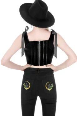 HERBAL JEANS haftowane dzwony z wysokim stanem-Restyle Online