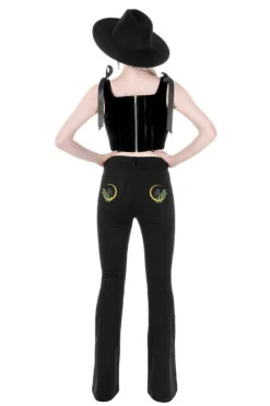 HERBAL JEANS haftowane dzwony z wysokim stanem-Restyle Online