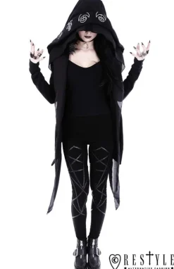 Legginsy, gotyckie getry bawełniane z pentagramami harness
