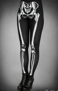 Legginsy szkielet z grafiką kości horror-Restyle Fashion
