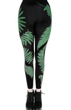 Legginsy z nadrukiem zielonych paproci-Restyle Online