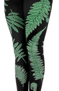 Legginsy z nadrukiem zielonych paproci-Restyle Online