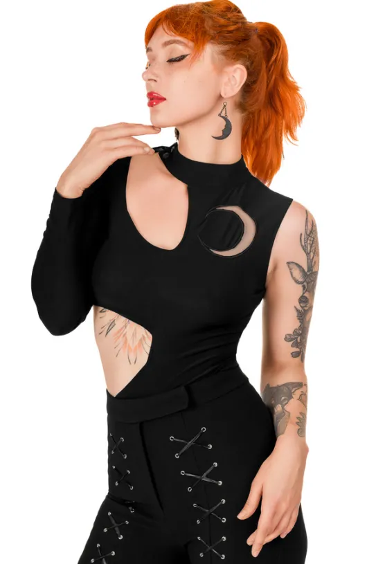 MOON ARMY Bodysuit Asymetryczne body z księżycem-Restyle Clearance