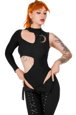 MOON ARMY Bodysuit Asymetryczne body z księżycem-Restyle Clearance