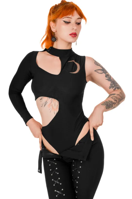 MOON ARMY Bodysuit Asymetryczne body z księżycem-Restyle Clearance