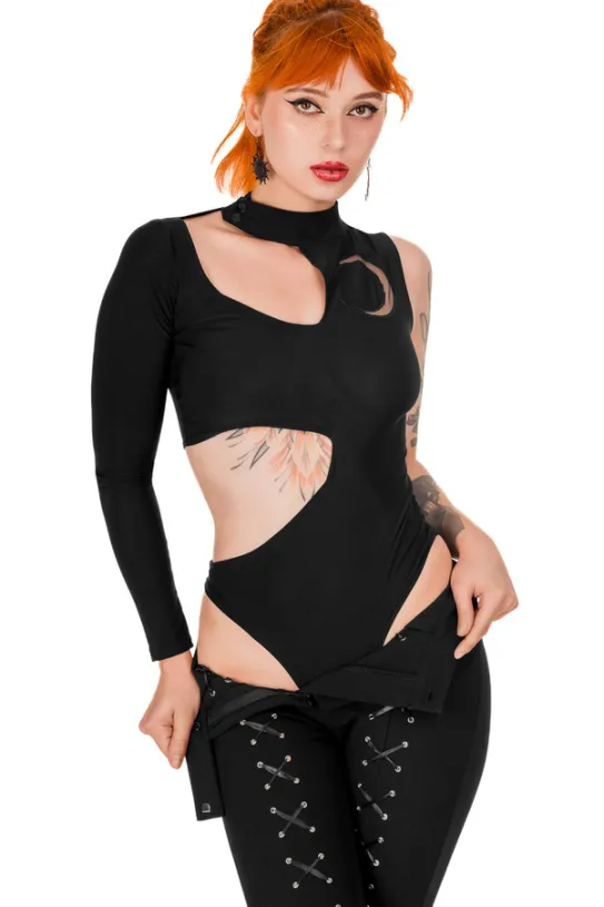 MOON ARMY Bodysuit Asymetryczne body z księżycem-Restyle Clearance