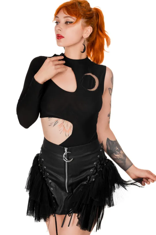 MOON ARMY Bodysuit Asymetryczne body z księżycem-Restyle Clearance
