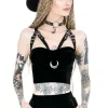 MOON HARNESS TOP czarny krótki top welur-Restyle Clearance