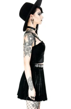 MOON HARNESS TOP czarny krótki top welur-Restyle Clearance