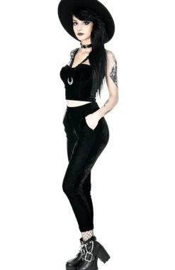 MOON HARNESS TOP czarny krótki top welur-Restyle Clearance