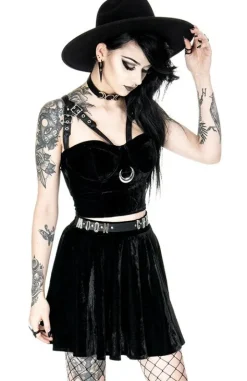 MOON HARNESS TOP czarny krótki top welur-Restyle Clearance