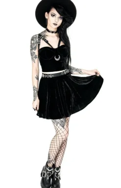 MOON HARNESS TOP czarny krótki top welur-Restyle Clearance