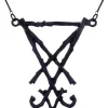 Naszyjnik długi, srebrny wisior okultystyczny "LUCIFER SIGIL BLACK"-Restyle Discount