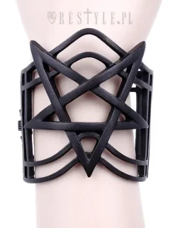 Nowoczesna gotycka bransoleta geometryczna "PENTAGRAM BLACK BRACELET"-Restyle Sale