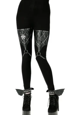 PENTAGRAM HARNESS LEGGINGS legginsy z bawełny z harnessem-Restyle Outlet