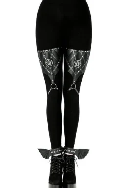 PENTAGRAM HARNESS LEGGINGS legginsy z bawełny z harnessem-Restyle Outlet