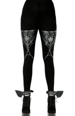 PENTAGRAM HARNESS LEGGINGS legginsy z bawełny z harnessem-Restyle Outlet