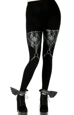 PENTAGRAM HARNESS LEGGINGS legginsy z bawełny z harnessem-Restyle Outlet