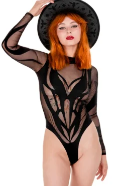 PHOENIX BODYSUIT Drapieżne czarne body-Restyle Online