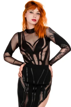 PHOENIX BODYSUIT Drapieżne czarne body-Restyle Online