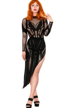 PHOENIX BODYSUIT Drapieżne czarne body-Restyle Online