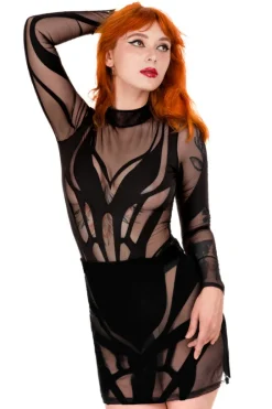 PHOENIX SKIRT Drapieżna spódnica mini z aksamitu i siateczki-Restyle Discount
