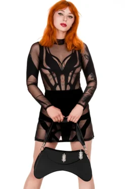 PHOENIX SKIRT Drapieżna spódnica mini z aksamitu i siateczki-Restyle Discount