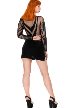PHOENIX SKIRT Drapieżna spódnica mini z aksamitu i siateczki-Restyle Discount