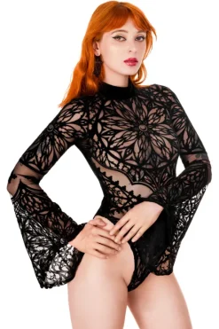 ROSARIUM BODYSUIT Body z rozszerzanymi rękawami i rozetą-Restyle Online